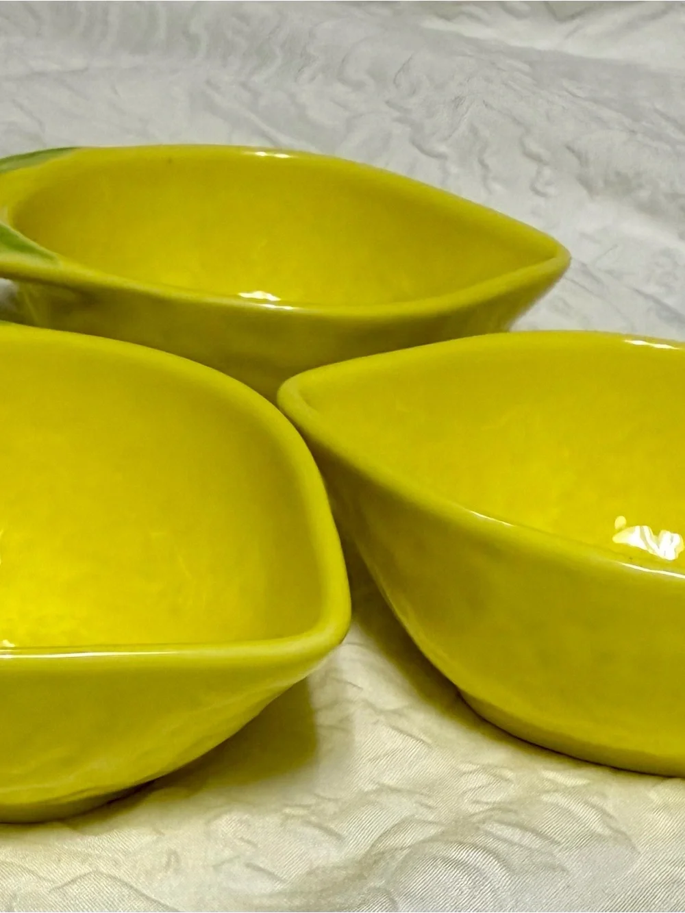Bright Yellow Ceramic Serving Bowls - Set of 3